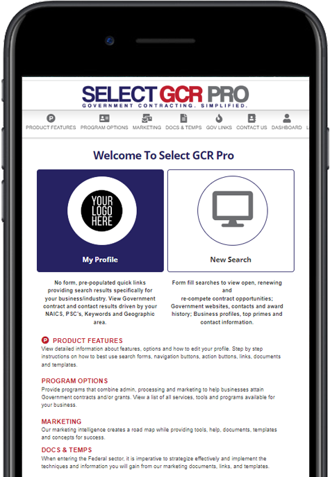 Select GCR Pro Mobile Website
