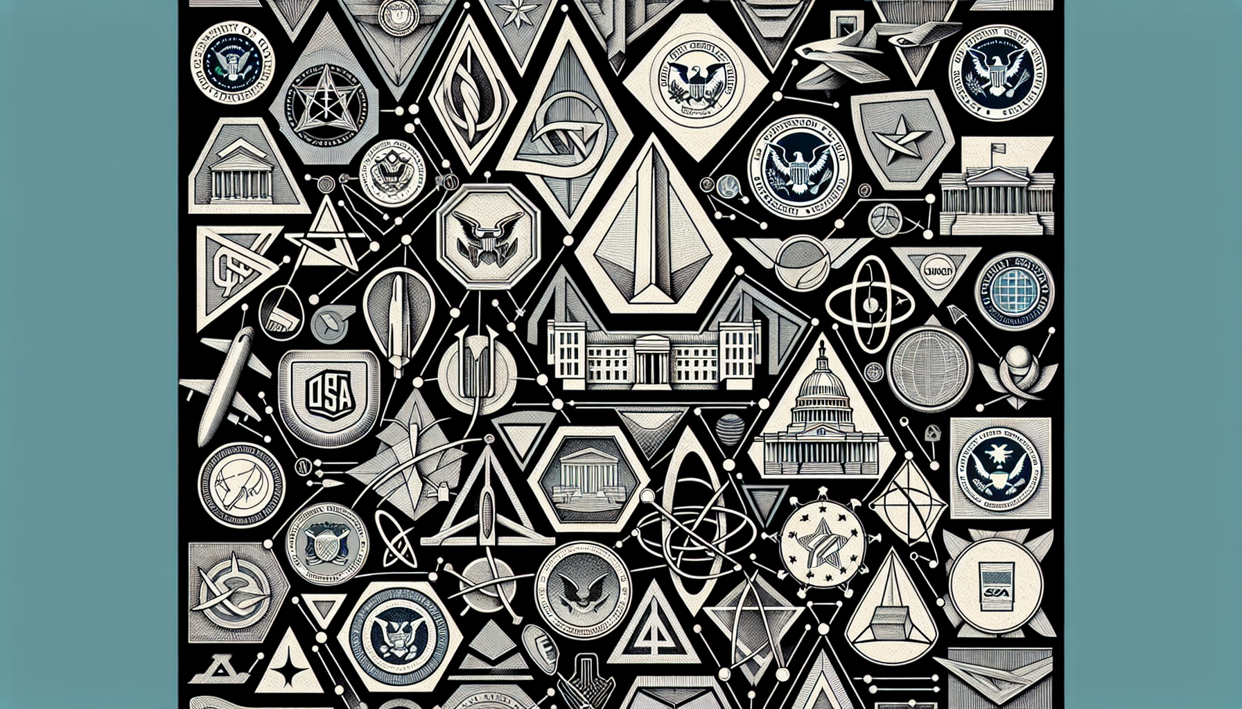 Illustration of federal agency symbols