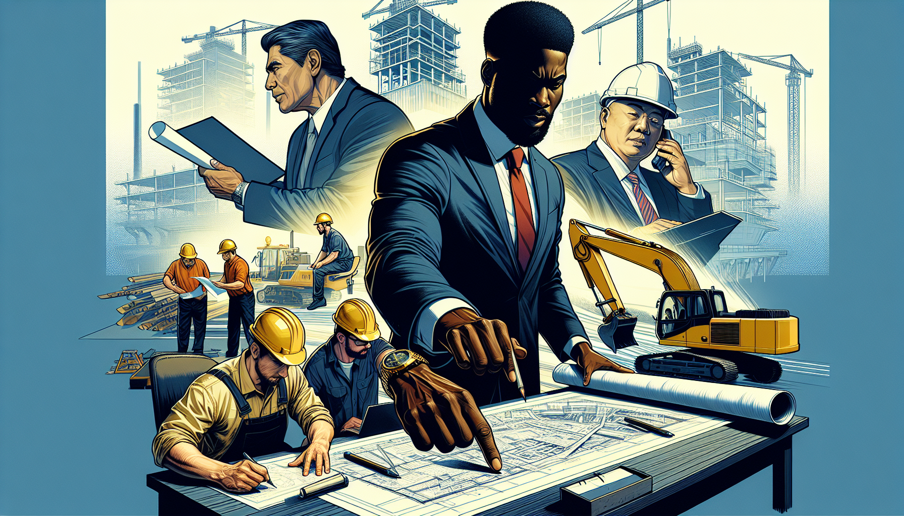 Illustration of prime contractor overseeing project execution