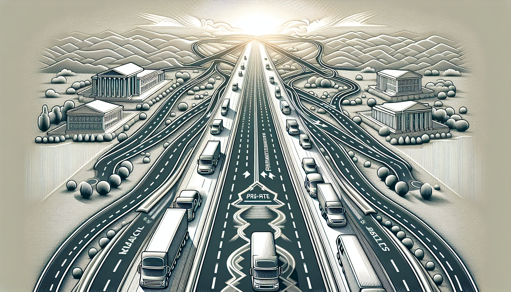 Illustration of a streamlined road symbolizing government contract vehicles