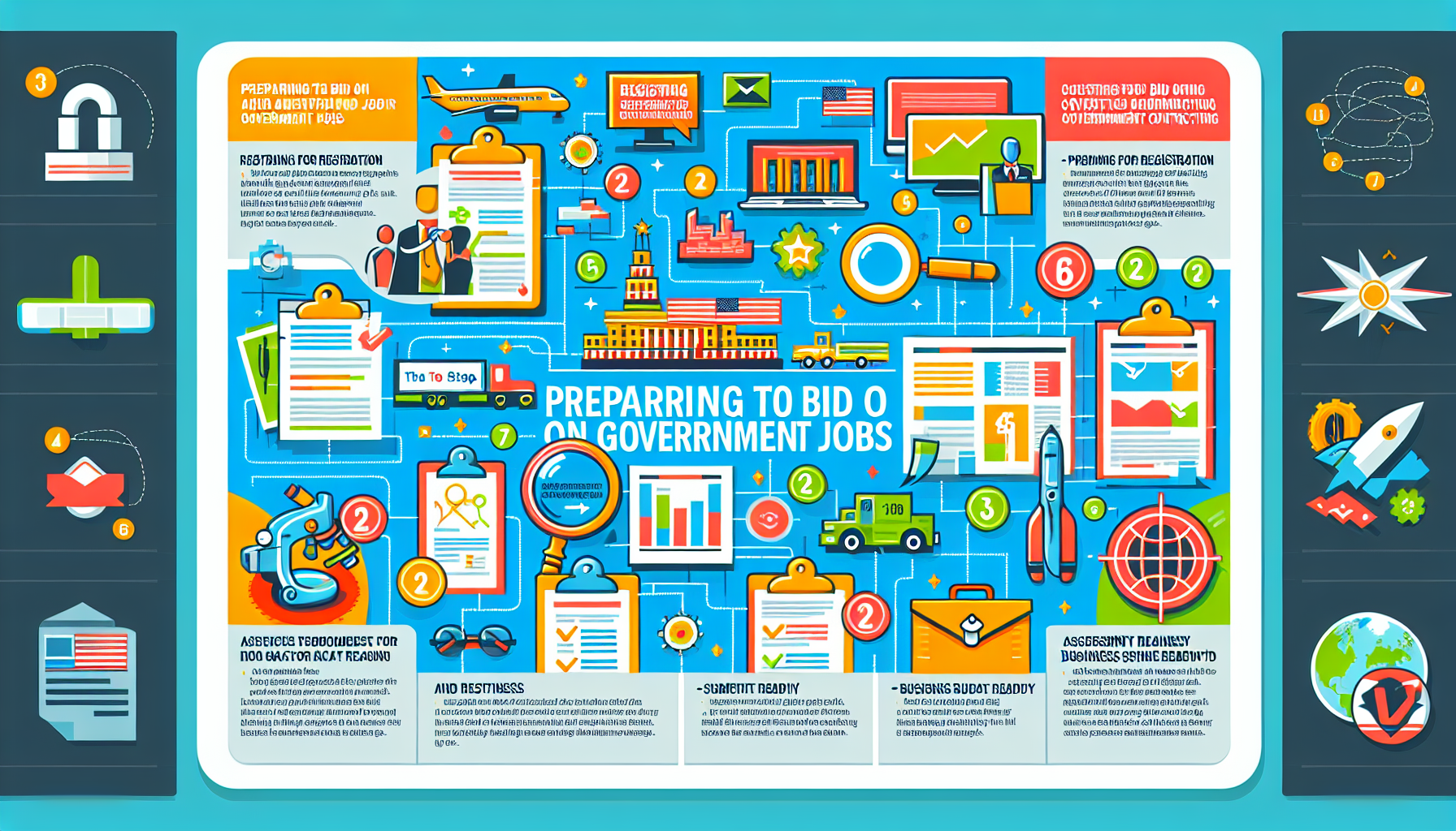 A diagram illustrating the steps to prepare for bidding on government jobs.