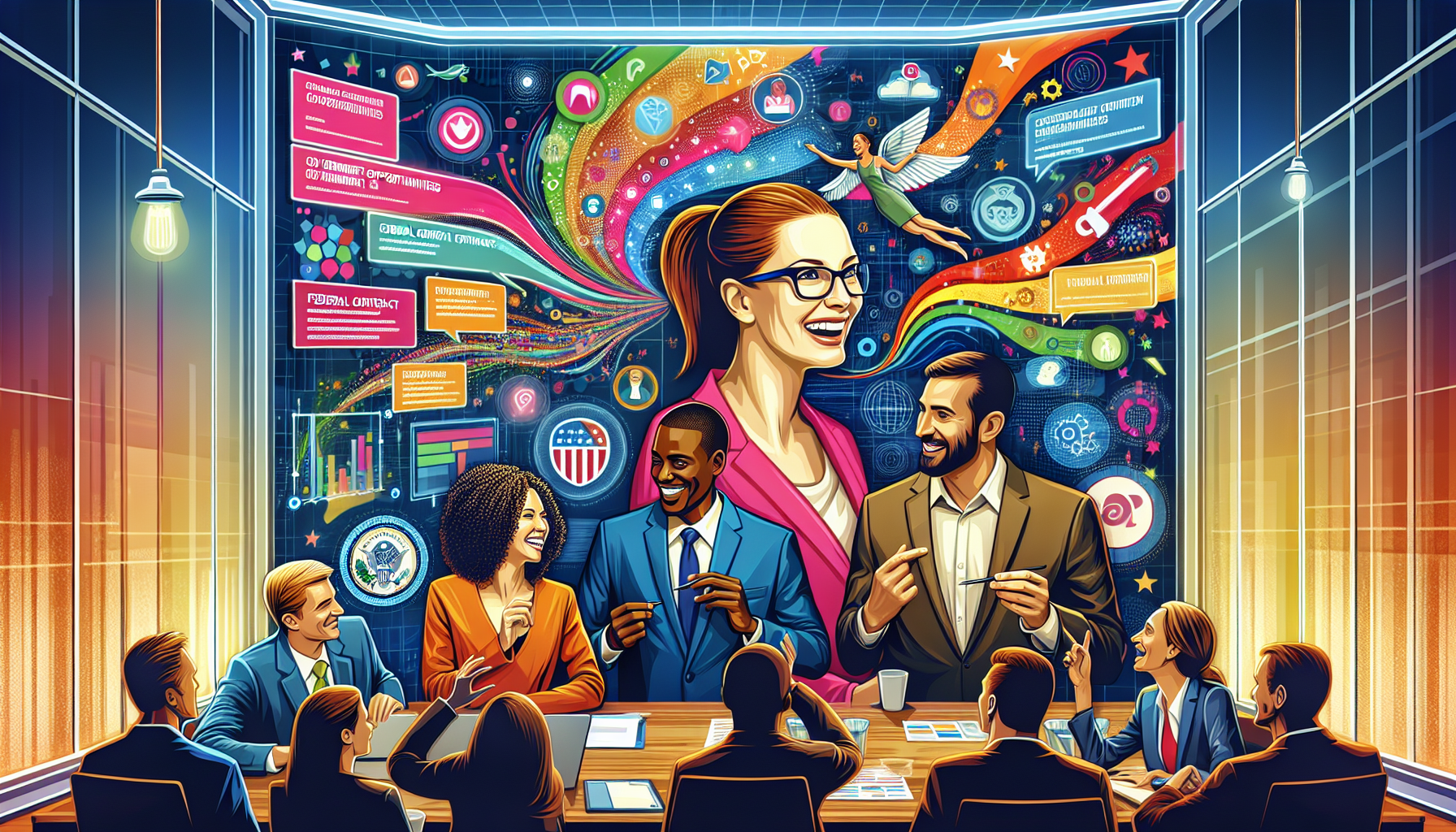 An illustration representing the concept of federal IT contracts, highlighting various contract opportunities.