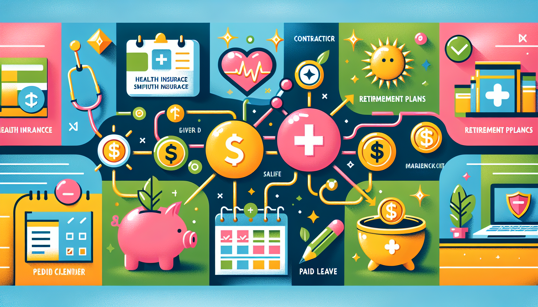 A diagram explaining federal employee benefits for contractors.