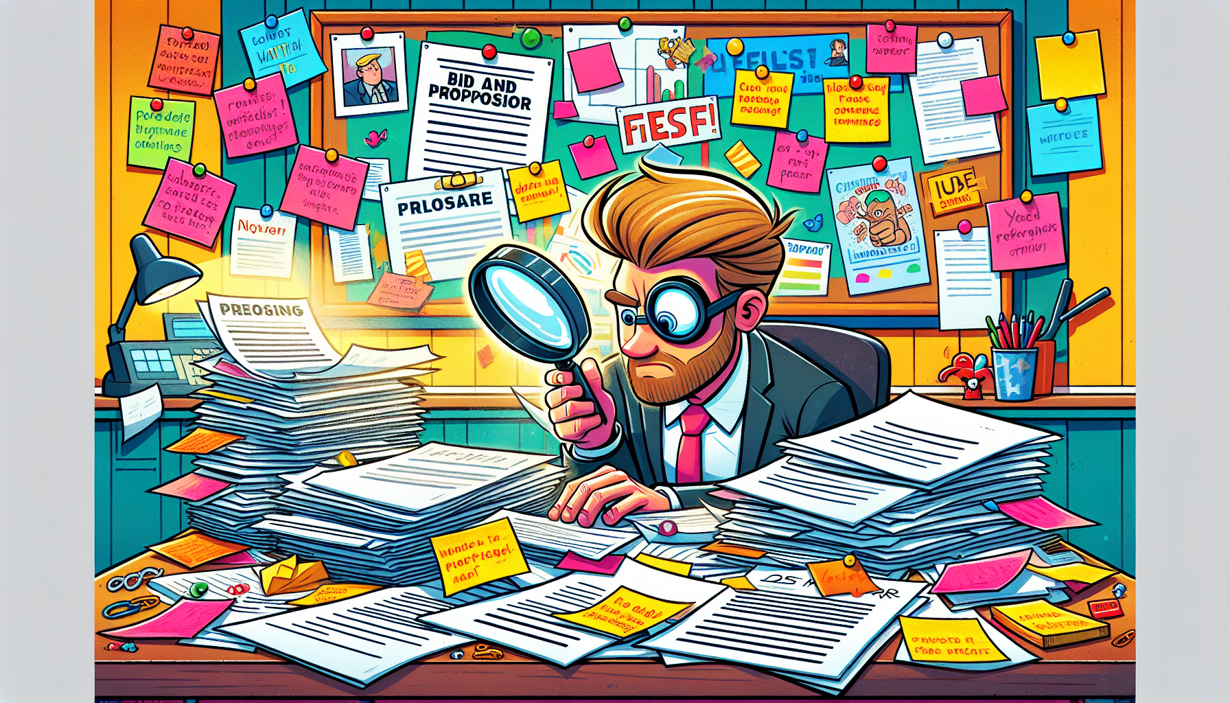 An illustration of a bid and proposal specialist analyzing job postings.