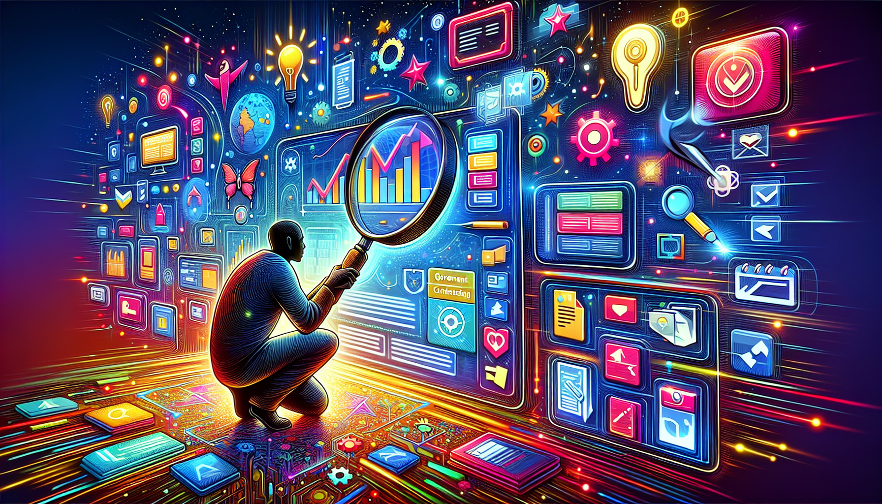 An illustration depicting the process of finding contract opportunities in federal IT contracting.