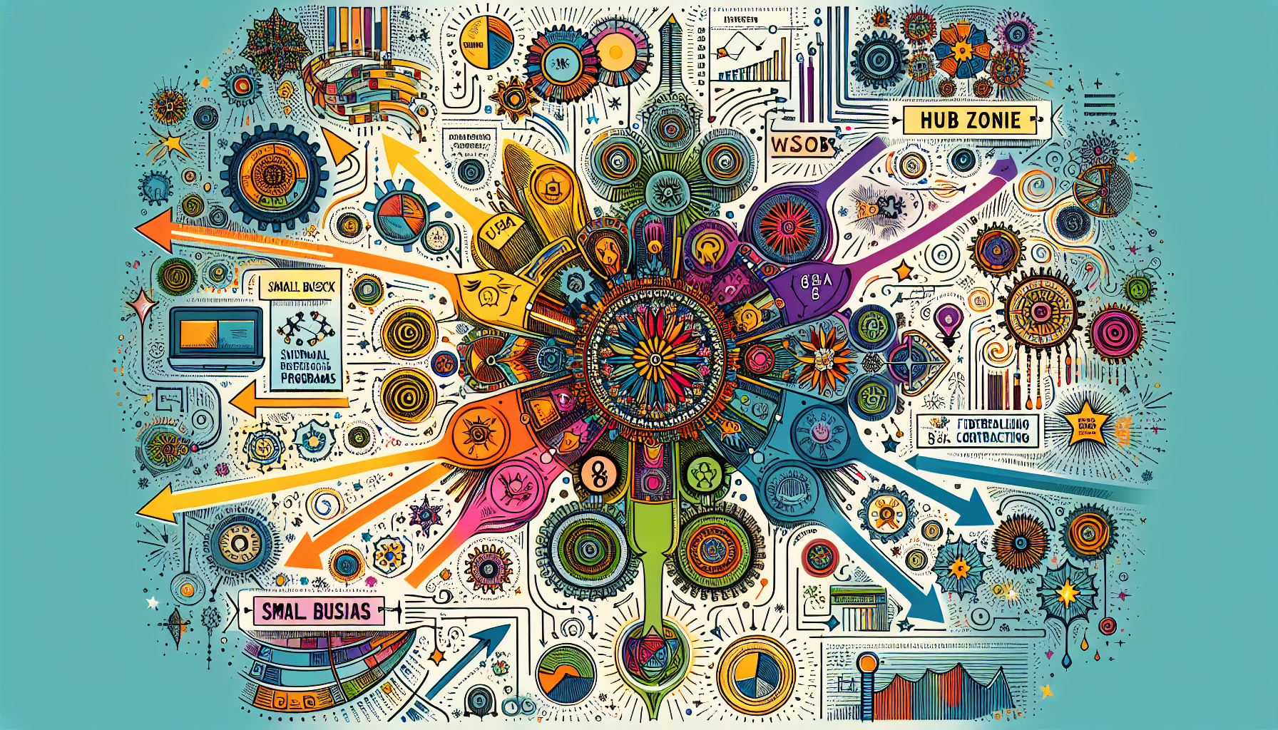 An illustration representing various small business programs available for government contracting.