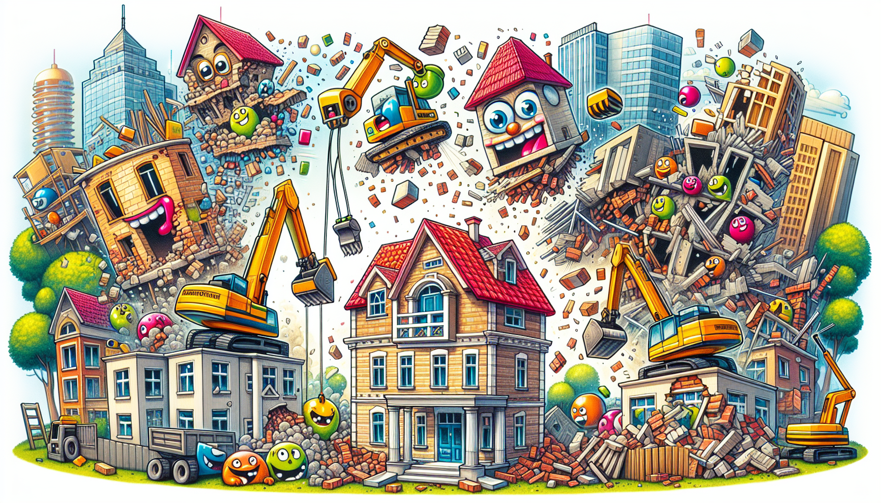 A visual representation of different types of demolition projects.