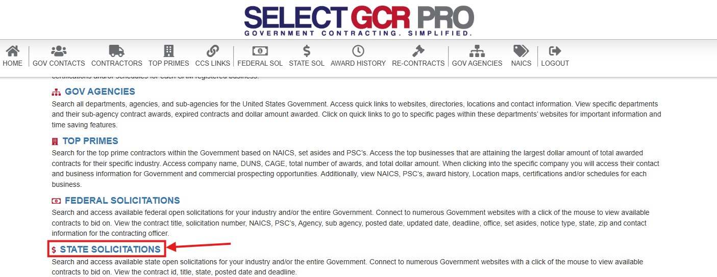 SelectGCR_Pro_State_Solicitations_Select